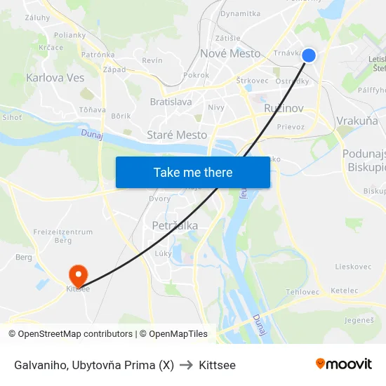 Galvaniho, Ubytovňa Prima (X) to Kittsee map