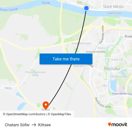 Chatam Sófer to Kittsee map