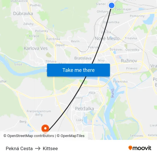 Pekná Cesta to Kittsee map