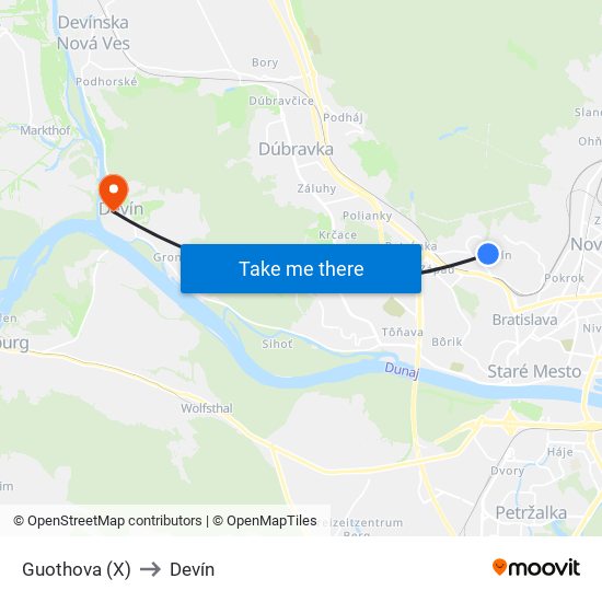 Guothova (X) to Devín map