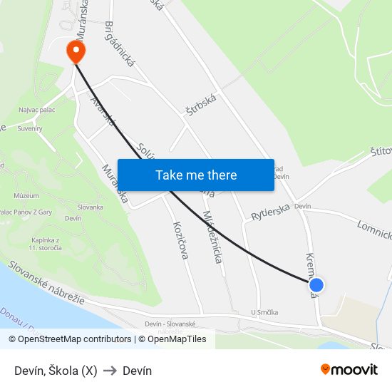 Devín, Škola (X) to Devín map
