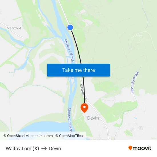 Waitov Lom (X) to Devín map