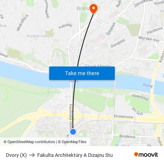 Dvory (X) to Fakulta Architektúry A Dizajnu Stu map