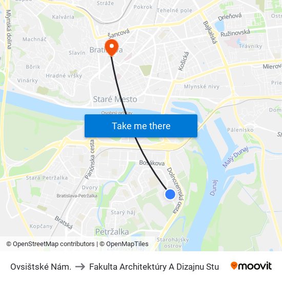 Ovsištské Nám. to Fakulta Architektúry A Dizajnu Stu map