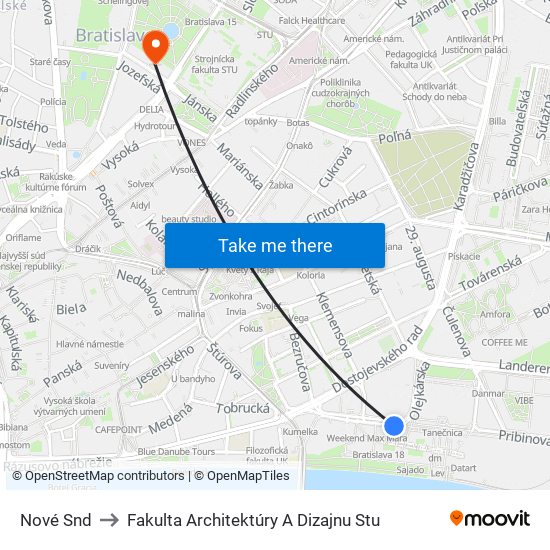 Nové Snd to Fakulta Architektúry A Dizajnu Stu map