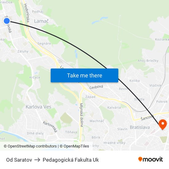 Od Saratov to Pedagogická Fakulta Uk map