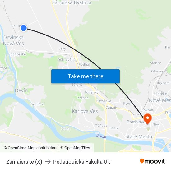 Zamajerské (X) to Pedagogická Fakulta Uk map