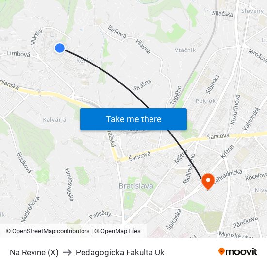 Na Revíne (X) to Pedagogická Fakulta Uk map