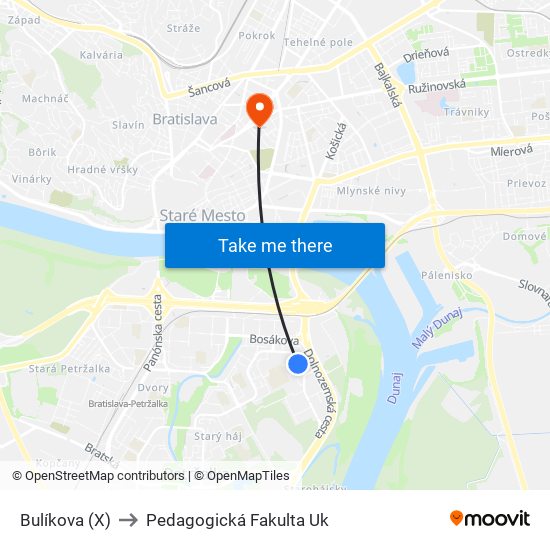 Bulíkova (X) to Pedagogická Fakulta Uk map