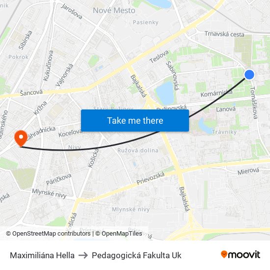 Maximiliána Hella to Pedagogická Fakulta Uk map