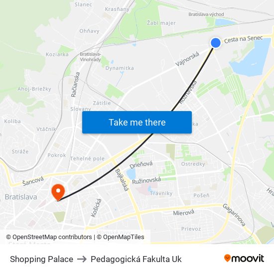 Shopping Palace to Pedagogická Fakulta Uk map