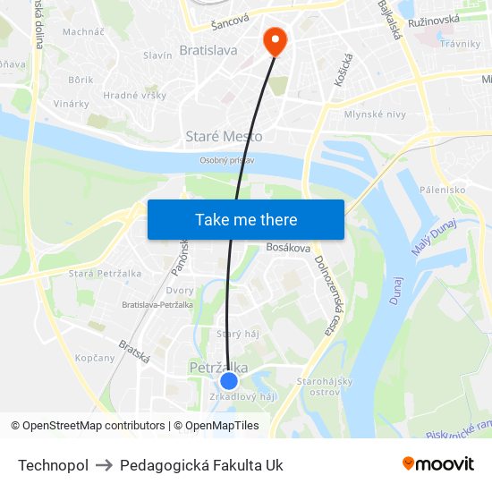 Technopol to Pedagogická Fakulta Uk map