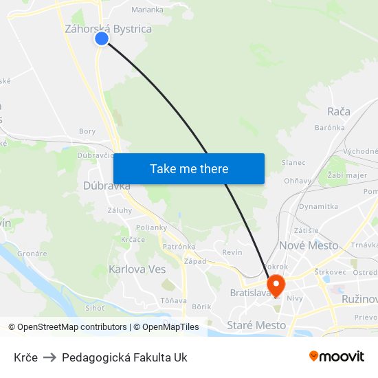 Krče to Pedagogická Fakulta Uk map