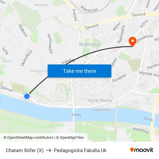 Chatam Sófer (X) to Pedagogická Fakulta Uk map