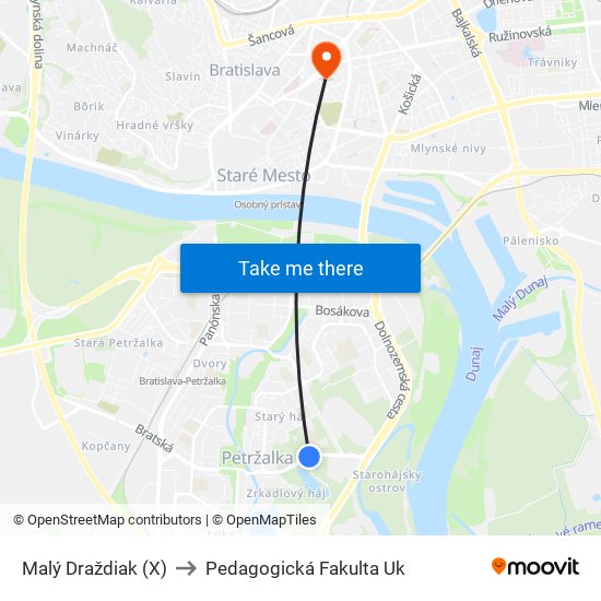 Malý Draždiak (X) to Pedagogická Fakulta Uk map