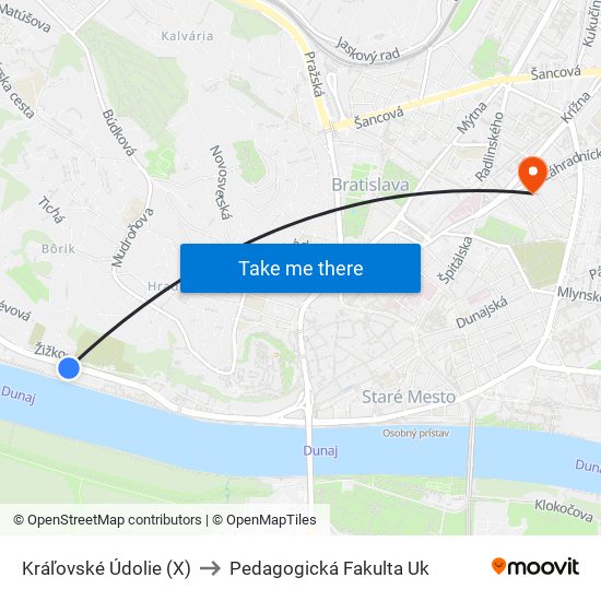 Kráľovské Údolie (X) to Pedagogická Fakulta Uk map