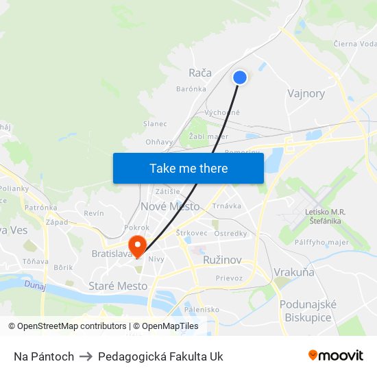 Na Pántoch to Pedagogická Fakulta Uk map