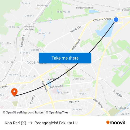 Kon-Rad (X) to Pedagogická Fakulta Uk map