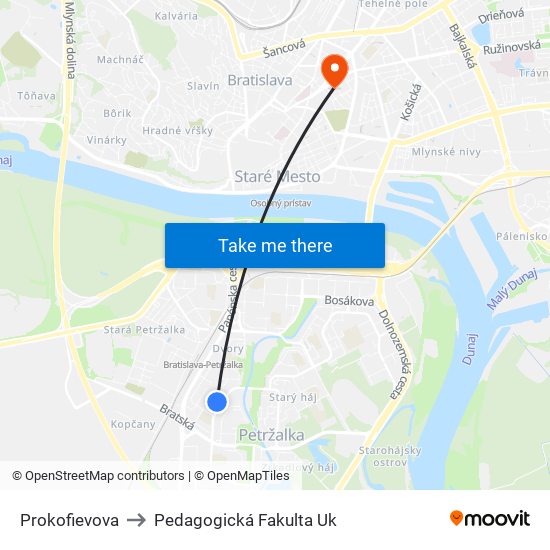 Prokofievova to Pedagogická Fakulta Uk map