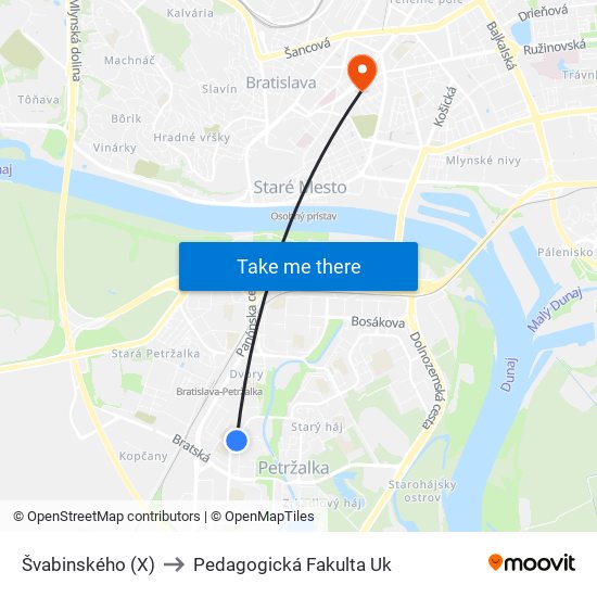 Švabinského (X) to Pedagogická Fakulta Uk map