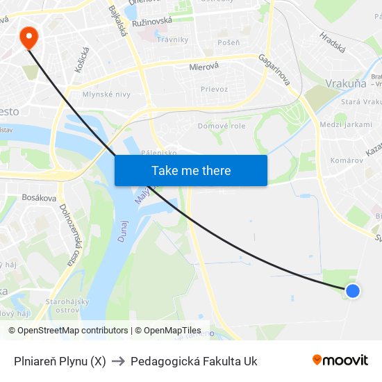 Plniareň Plynu (X) to Pedagogická Fakulta Uk map