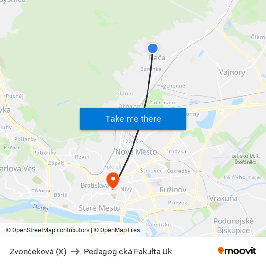 Zvončeková (X) to Pedagogická Fakulta Uk map