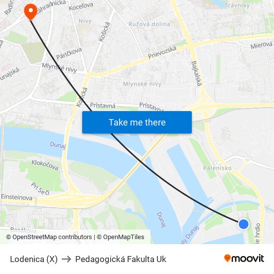 Lodenica (X) to Pedagogická Fakulta Uk map