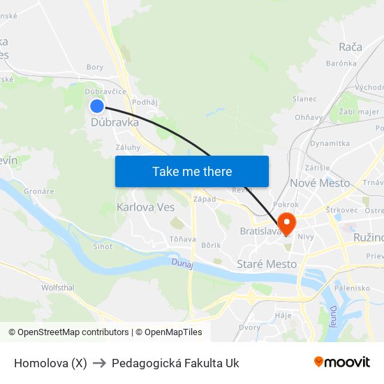 Homolova (X) to Pedagogická Fakulta Uk map