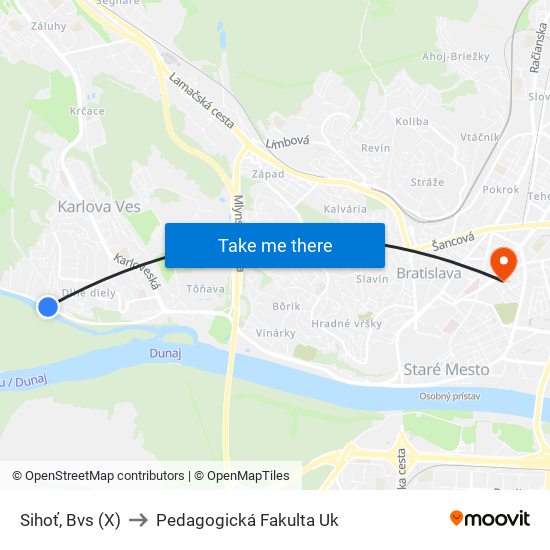 Sihoť, Bvs (X) to Pedagogická Fakulta Uk map