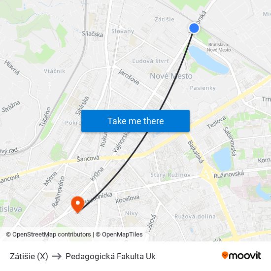 Zátišie (X) to Pedagogická Fakulta Uk map