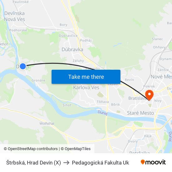 Štrbská, Hrad Devín (X) to Pedagogická Fakulta Uk map