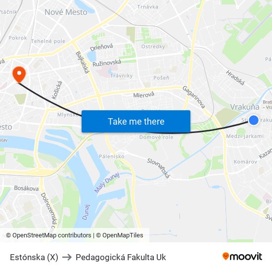 Estónska (X) to Pedagogická Fakulta Uk map