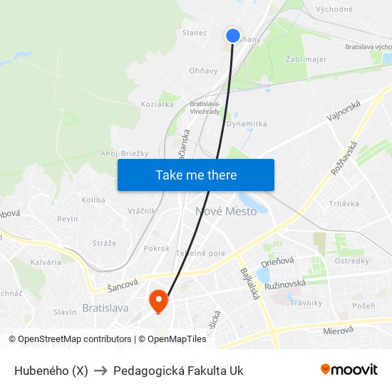 Hubeného (X) to Pedagogická Fakulta Uk map