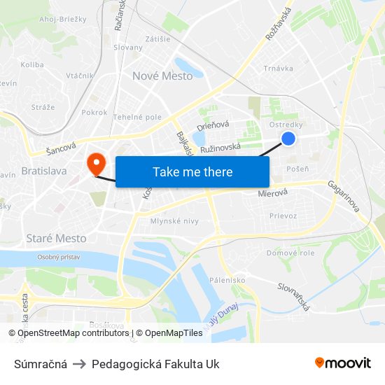 Súmračná to Pedagogická Fakulta Uk map