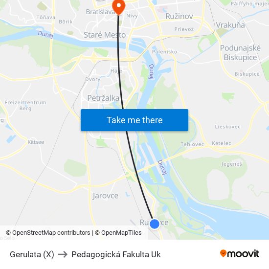 Gerulata (X) to Pedagogická Fakulta Uk map