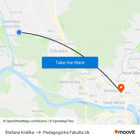 Štefana Králika to Pedagogická Fakulta Uk map