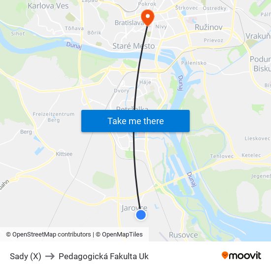 Sady (X) to Pedagogická Fakulta Uk map