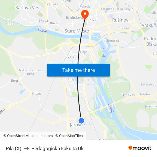 Píla (X) to Pedagogická Fakulta Uk map