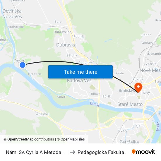 Nám. Sv. Cyrila A Metoda (X) to Pedagogická Fakulta Uk map