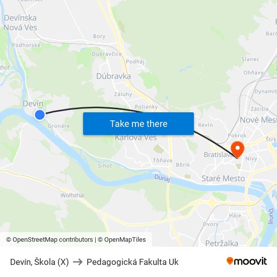 Devín, Škola (X) to Pedagogická Fakulta Uk map