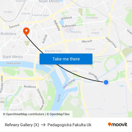 Refinery Gallery (X) to Pedagogická Fakulta Uk map