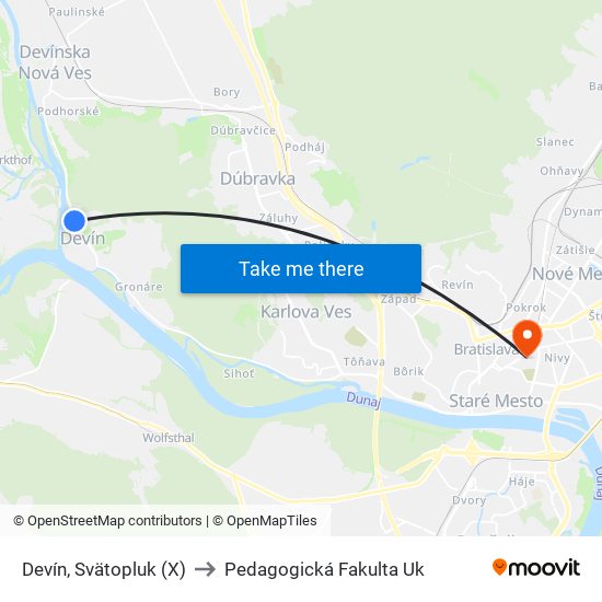 Devín, Svätopluk (X) to Pedagogická Fakulta Uk map