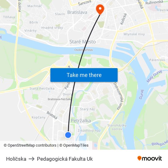 Holíčska to Pedagogická Fakulta Uk map