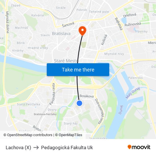 Lachova (X) to Pedagogická Fakulta Uk map