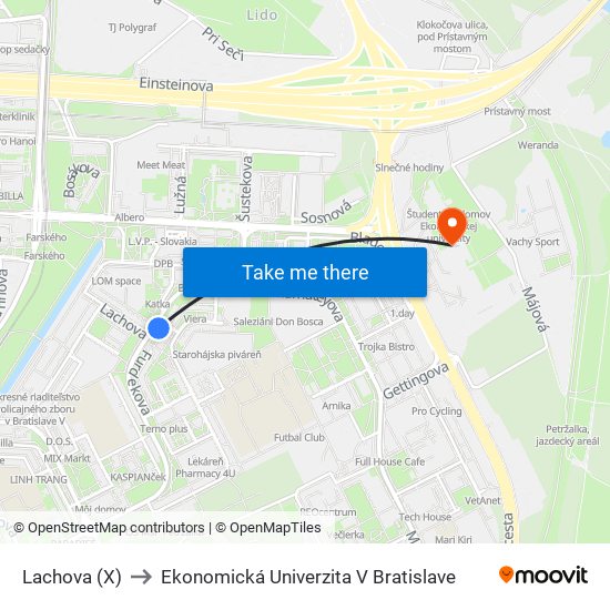 Lachova (X) to Ekonomická Univerzita V Bratislave map