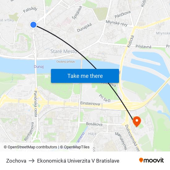 Zochova to Ekonomická Univerzita V Bratislave map