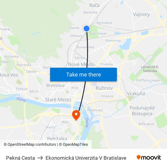 Pekná Cesta to Ekonomická Univerzita V Bratislave map