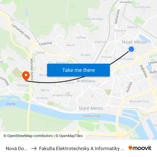 Nová Doba to Fakulta Elektrotechniky A Informatiky Stu map