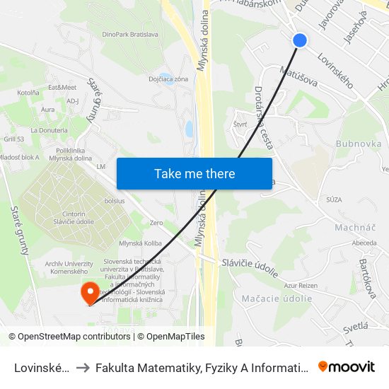 Lovinského to Fakulta Matematiky, Fyziky A Informatiky Uk map