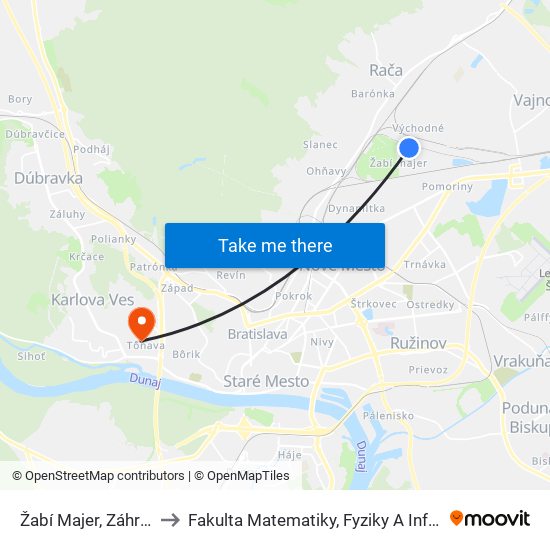 Žabí Majer, Záhrady (X) to Fakulta Matematiky, Fyziky A Informatiky Uk map